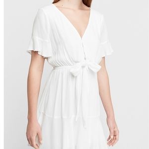 Express Flowy White Dress with ruffles
